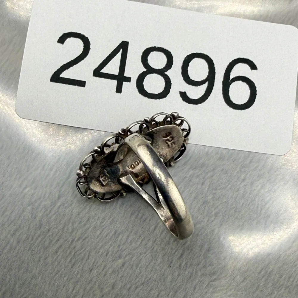 Vintage Mexican Sterling‎ Silver Ring Abalone Signed Size 6